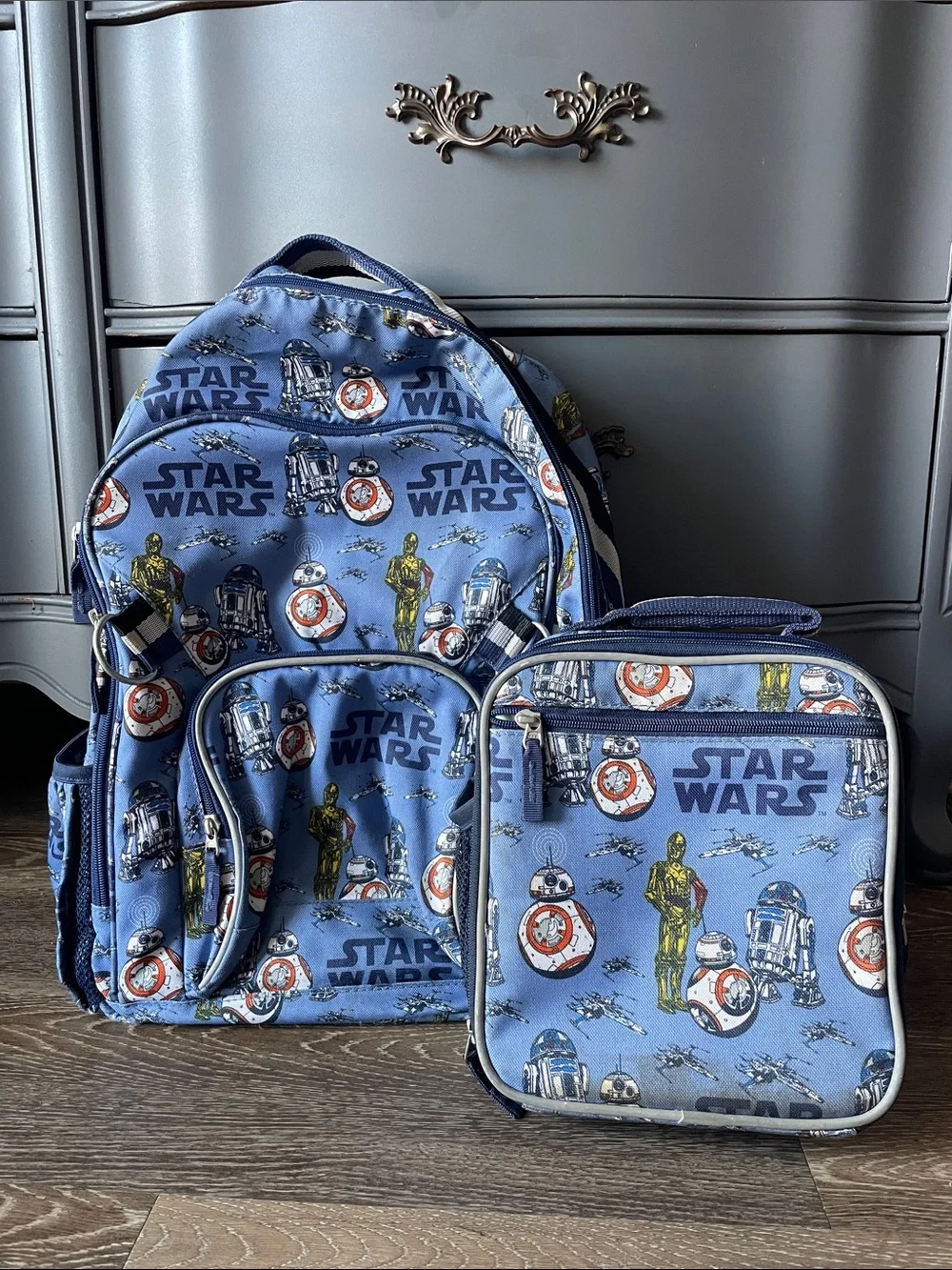 Pottery Barn Kids Blue Star Wars Backpack and Lunch Bag Set